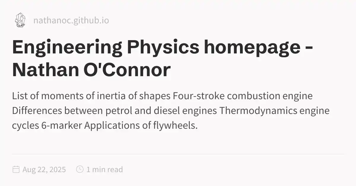 Engineering Physics homepage - Nathan O'Connor
