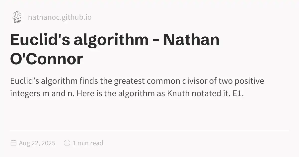 Euclid's algorithm - Nathan O'Connor